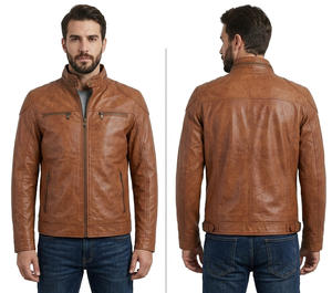 Hot Sale Men's Casual Loose <b>Leather</b> <b>Jacket</b> Lapel Zipper Men's <b>Leather</b> <b>Jacket</b> MEN'S GENUINE COWHIDE PREMIUM <b>LEATHER</b> <b>JACKET</b> - Product Image 5