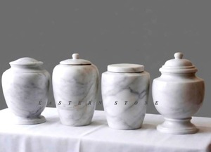 Large Marble Funeral Ash Cremation Urn with Matching Keepsake Urn for Adult Human Ashes <b>Memorial</b> Funeral Set Wholesale Natural - Product Image 6