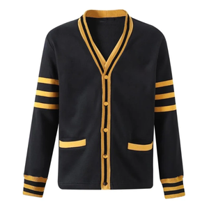 Winter Alabama State Black Gold Wool/Cashmere Fleece Varsity <b>Cardigan</b> Custom Casual Knit Sweater <b>Chenille</b> Embroidered Greek - Product Image 1