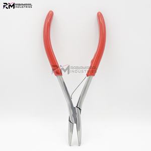Alicates y cortador personalizados RMI de acero inoxidable plateado con punta de alicates y mango rojo claro - Product Image 4