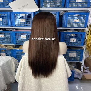 NANDEE HOUSE INDIAN Remy Hair Perruques en cheveux humains à dentelle frontale et à dentelle complète, à cheveux simple épaisseur, pointes naturelles, toutes couleurs - Product Image 1