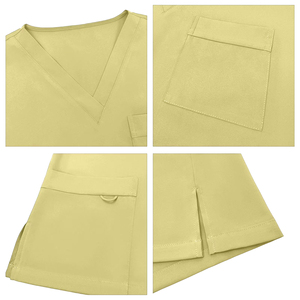 Conjunto de Uniforme Médico Amarillo para Mujer, Algodón y Poliéster, Tejido, con Función de Detección de Agujas, Marca Personalizada, Producto Más Vendido - Product Image 4