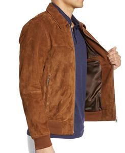Veste en cuir suédé marron pour hommes personnalisée OEM vendeur d'hiver en gros veste en daim de haute qualité pour hommes hiver décontracté hommes 2024 - Product Image 4