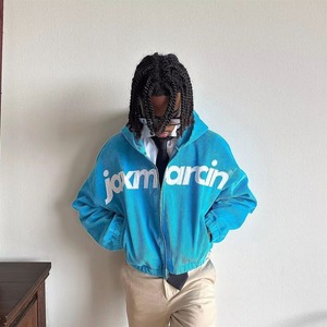 Sudadera con capucha de pana con cremallera completa, estilo hip hop, personalizada, unisex, oversize, con bordado, fabricante - Product Image 3