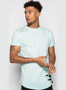 Camiseta al por mayor personalizada con estampado desgastado y lavado ácido para hombre, de algodón 100% de alto gramaje, diseño vintage liso con cuello redondo y características ligeras. - Product Image 5