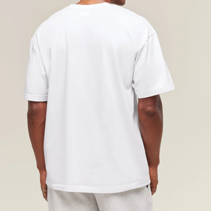 T-shirt blanc à manches courtes pour homme, col rond, coupe classique, couleur unie, style jersey décontracté, 100% coton - Product Image 3