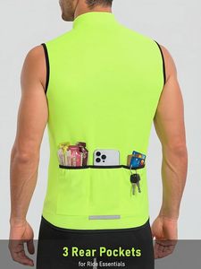 Men’s Sleeveless Cycling Jersey, Full Zip, Quick-Dry Breathable Lightweight Knit, <b>3</b> Rear Pockets - Product Image 2