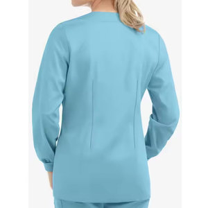 Blusas Médicas para Mujer, Manga Larga, Azul Claro, Cierre Frontal, Uniforme de Hospital, Ropa de Trabajo para Enfermeras - Product Image 2