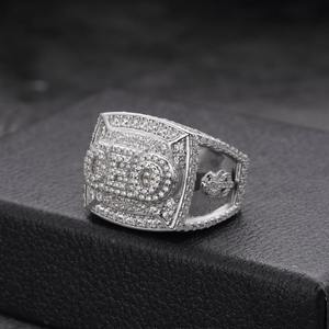 Men's 925 Silver <b>Gold</b> Plated Princess Cut Zircon Pave Geometric Letter <b>Cocktail</b> <b>Ring</b> Hip Hop Style Everyday Wear - Product Image 5