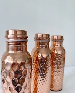 Excellent Quality Pure Copper Water Bottle Assorted Hammered Design health benefits traditional Indian handicrafts at best price - Product Image 3