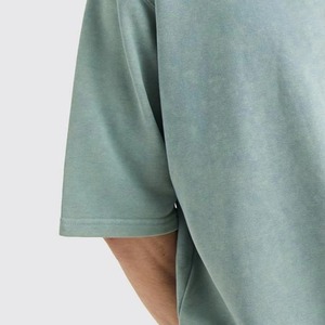 Custom Logo Heavyweight Cotton Men T-Shirt Dark Grey Vintage <b>Acid</b> Wash Blank <b>Drop</b> Shoulder Streetwear Mineral Wash Tee Low Moq - Product Image 5