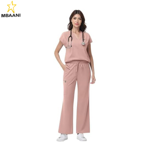 <b>Scrub</b> <b>Set</b> for Women - V-Neck <b>Scrub</b> Top & Wide-Leg Pants Medical Uniforms with Stretch Fabric, Multiple Pockets - Product Image 2