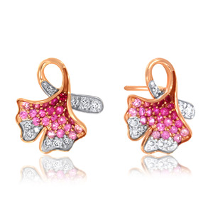 Minimalist 14K Rose Gold Plated Diamond Earrings Floral Cluster Design Round Brilliant Cut Women's Everyday Wear Romantic Style - Product Image 2
