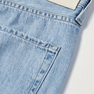 Jeans de Mezclilla para Mujer, de Alta Calidad, para Todas las Temporadas, Ligeros, Lavado Oscuro, con Botones, Logotipo Personalizado, Cintura Holgada, Corte Recto, Comodidad Media - Product Image 5