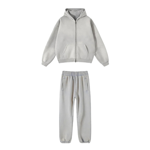 Ensemble de survêtement d'hiver 2 pièces à capuche en polyester/coton écologique imprimé, coupe classique, léger et décontracté - Product Image 1