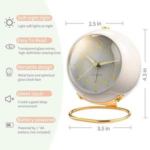 Classic Retro Twin Bell Alarm Clock | Silent Non-Ticking Analog <b>Table</b> Clock with Loud Ringer & Night Light Luminous Dial <b>Bedside</b> - Product Image 3