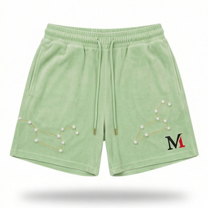 กางเกงขาสั้นคาร์โก้ผู้ชายพรีเมียม ผ้ากำมะหยี่ ประดับดาวคริสตัล เอวยางยืด ระบายอากาศ แห้งเร็ว สำหรับฤดูร้อน ผลิตโดยมาลูซา อินดัสทรีส์ - Product Image 1