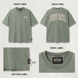 เสื้อยืดสตรีทแวร์ทรงบ็อกซี่ผ้าคอตตอนหนาน้ำหนักมาก พิมพ์ลายพัฟฟ์ สีเขียวเซจแบบวินเทจ ล้างสีแบบแอซิดวอช สำหรับผู้ชาย แบบเปล่า ไม่มีลาย รับผลิตแบบ OEM ดรอปชิปปิ้ง - Product Image 4