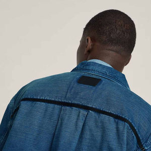Chemise-veste en velours côtelé pour homme, style workwear automne, col rabattu, coupe classique, 100% coton, bleu délavé, poches - Product Image 4