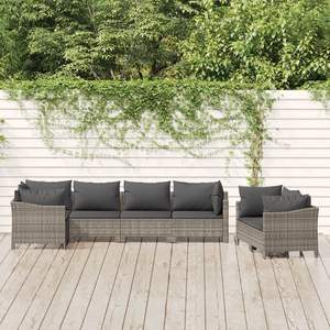 Grand ensemble de salon de jardin en rotin PE gris avec structure en acier thermolaqué – Produit de qualité supérieure - Product Image 1