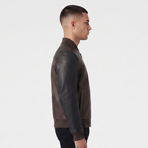 Chaqueta Bomber de Cuero PU para Hombre con Cremallera, Venta al por Mayor, Chaqueta Bomber de Cuero para Hombre con Bolsillos con Cremallera - Product Image 3