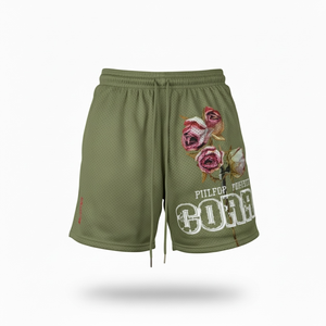 Men's Gym Running High Street Casual Shorts Quick-drying Breathable Woven <b>Mid</b>-waist Elastic Closed Knee Length Double <b>Layer</b> - Product Image 6