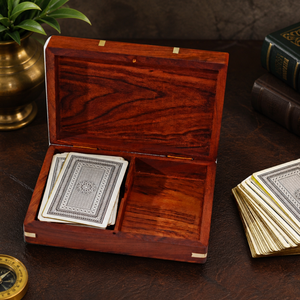 Premium Indian Rosewood Double Deck <b>Card</b> Box | Handmade Wooden Playing <b>Cards</b> Storage Case for Poker Bridge Casino Gift Use - Product Image 4