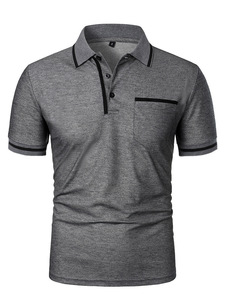 Polo Casual para Hombre, Cuello Alto, Tallas Grandes, Transpirable, Fibra de Acetato, Diseño Liso, Estampado, Tela Jersey - Product Image 6