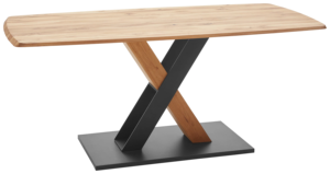 โต๊ะรับประทานอาหารทรงสี่เหลี่ยมท็อปไม้สักอะคาเซียโค้งมนทันสมัย พร้อมขอบแบบสวิส ฐานรองสองวัสดุสวยงาม สำหรับใช้ในบ้านและห้องครัว - Product Image 5