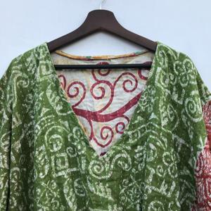 Caftán vintage de algodón Kantha hecho a mano para mujer, vestido bohemio para estar en casa o la playa. - Product Image 3