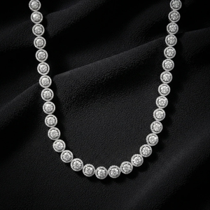 Collier chaîne tennis en argent sterling 925 plaqué or avec moissanite taille brillant et halo glacé, unisexe, pour fêtes et occasions hip-hop - Product Image 3