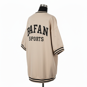 Camiseta de Béisbol para Mujer, Tejido Interlock de Poliéster, 200 GSM, Beige y Negro, Logotipo de Cristal Termotransferible, Transpirable - Product Image 5