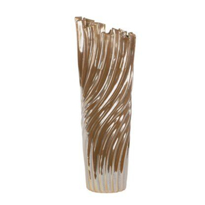 Contemporary Handmade Metal Tabletop Vase With Swirl Design Brown And <b>Silver</b> Finish Decorative Home Accent - Product Image 1