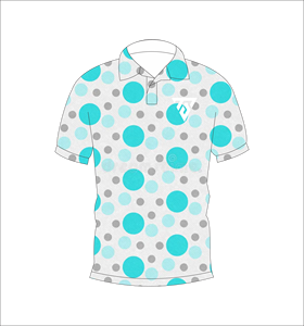 Polo pour homme blanc, gris sarcelle à pois, manches courtes, décontracté, été, respirant, léger, imprimé par sublimation - Product Image 4