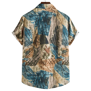 เสื้อฮาวายพิมพ์ลายตามสั่ง ผ้าโพลีเอสเตอร์/คอตตอน สำหรับผู้ชาย ไซส์ใหญ่ ระบายอากาศได้ดี แขนสั้น คอปกติดกระดุม มีบริการ OEM/ODM - Product Image 2