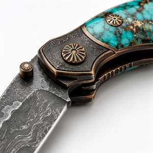 Couteau pliant artisanal de qualité supérieure, lame en carbone forgée à la main, couteau de poche durable, aventure en plein air, camping, bushcraft, acier au carbone - Product Image 5