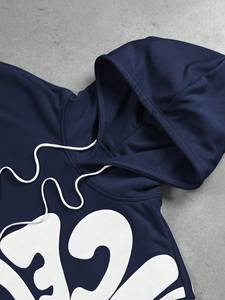 Ropa Urbana para Hombre – Sudadera con Capucha y Estampado de Letras en Relieve y Pantalones Deportivos con Cordón en la Cintura, Conjunto Deportivo Informal, Atuendo Atlético para Hombre - Product Image 5