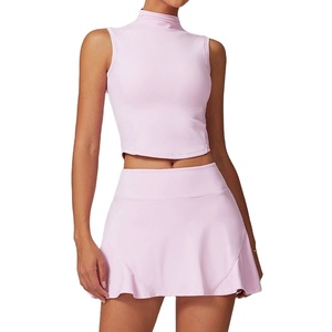 Vestido DE TENIS personalizable, conjunto corto de Fitness transpirable con cuello alto, falda de entrenamiento, chaleco de realce para gimnasio, sesión de entrenamiento en el gimnasio - Product Image 3