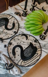 Premium Artisan Crafted Woven Raffia <b>Table</b> Placemat Designer Animal Motif <b>Dining</b> Mat Eco Friendly Boho Chic Swan Charger Plate - Product Image 1