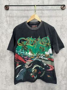 <b>Men's</b> <b>Black</b> Short Sleeve T-<b>Shirt</b> with Blue Graphic Print O-Neck Oversized <b>Fit</b> 100% Cotton Knitted graphic tshirt - Product Image 3