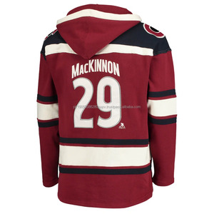 Sweat à capuche de hockey sur glace en coton brodé personnalisé Sweat-shirts à capuche de hockey unisexe avec patchs et logo pour hommes avec lacets - Product Image 2