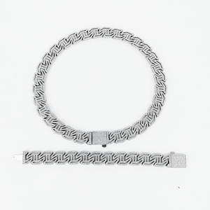 Geometric Link <b>Chain</b> Necklace S925 Silver Rhodium 10K Gold Lab Grown Crystal Pave Setting Hip Hop Wedding Unisex Luxury Design - Product Image 4