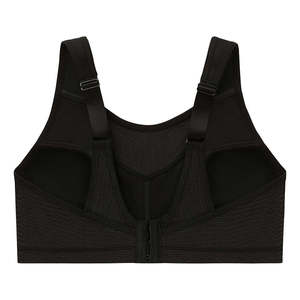 Soutien-gorge de sport dos nageur pour femme, dos en maille noire respirant, maintien moyen, vêtement de fitness, couleur unie, design sans couture - Product Image 4