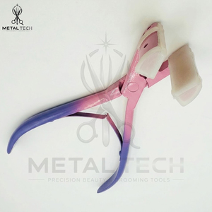 Pince à ruban adhésif pour extensions capillaires dégradé rose-violet, structure métallique lisse, mâchoires en silicone souple, pince de pressage pour sceller les bandes - Product Image 5