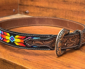 Premium Quality Customized Western Cow <b>Leather</b> Beaded <b>Belt</b> for Men & Women With Hand <b>Tooled</b> Design Top Manufacturer Supplier - Product Image 4