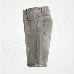Pantalones Cortos de Mezclilla de Algodón al por Mayor para Hombre, Estilo Recto con Agujeros, Vaqueros Rotos de Moda, Estilo Urbano, Patrón Personalizado, Color Personalizable - Product Image 3