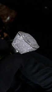 Luxury Moissanite Iced Out <b>Ring</b> 925 <b>Silver</b> Statement Hip Hop Cocktail <b>Ring</b> for <b>Men</b> Women Fashion Jewelry Gift - Product Image 5
