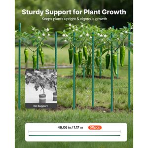 46.06-Inch Plastic Coated Metal <b>Tomato</b> Stakes 50-Pack Garden <b>Supports</b> for Plants Pointed End Garden Sticks Used for Growing - Product Image 2