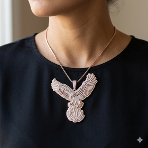 Pendentifs Aigle Patriotique Personnalisés en Argent 925 Plaqué Or Rose avec Diamants de Laboratoire, Bijoux Hip-Hop Bling de Luxe pour Rappeurs, Cadeau - Product Image 2