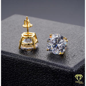 Boucles d'oreilles rondes tendance avec diamants de laboratoire en argent sterling 925, bijoux cloutés pour hommes et femmes - Product Image 4